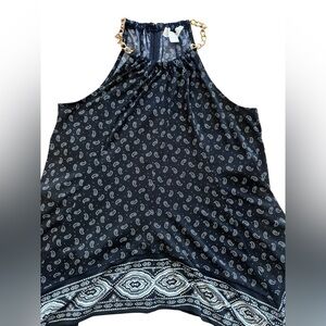 Michael Michael Kors Paisley Halter Chain Neck Handkerchief Hem Top Size M